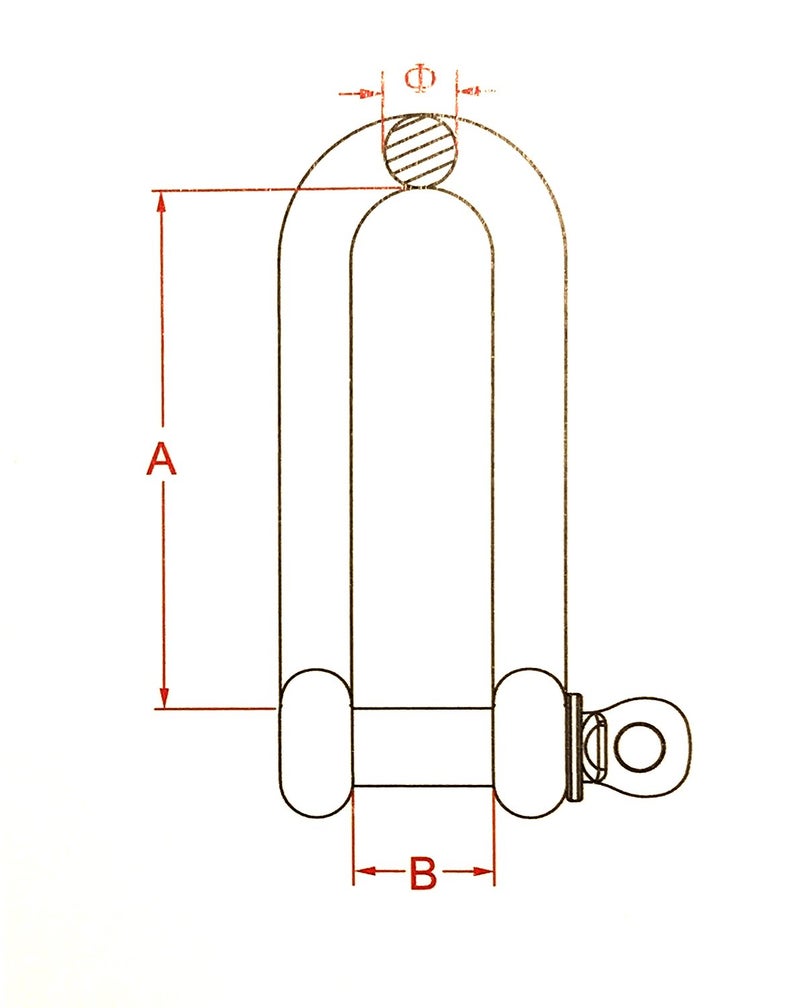 US STAINLESS Stainless Steel 316 Long D Shackle 1/2" (12mm) Marine Grade Dee - Image 4
